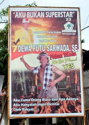 No superstar: advertisement for a legislative candidate in Bali bodrek3.jpg