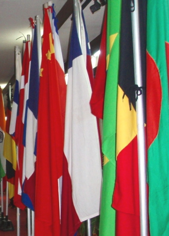 On United Nations day, flags are displayed representing the nationalities of the students / Danau Tanu Educating global citizens?